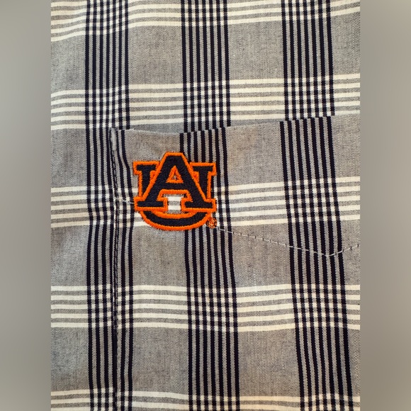Antigua Auburn Gray Plaid Button Down Shirt, embroidered Auburn logo, NWTs, S - Picture 4 of 6